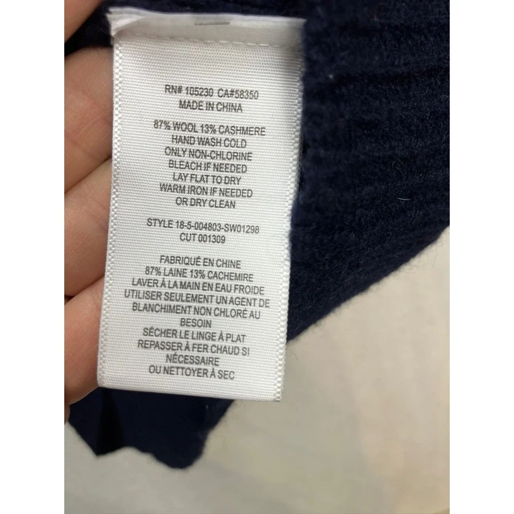 Joie Navy Blue Wool Cashmere Lace Up Hooded Sweater 18-5-004803-SW01298 Womens S - Picture 7 of 11